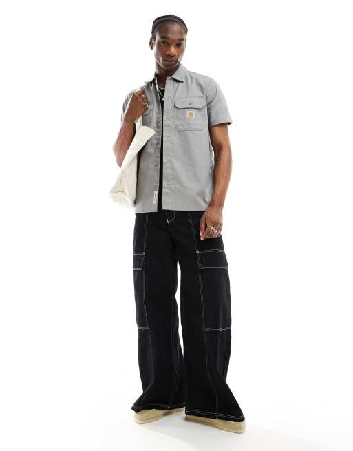 Carhartt WIP master shirt in grey, 4 of 4