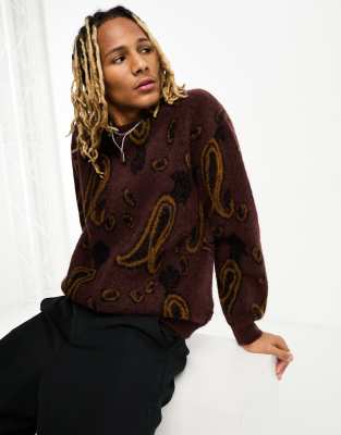 Carhartt WIP - Medford - Gebreide trui met paisley motief in bordeauxrood