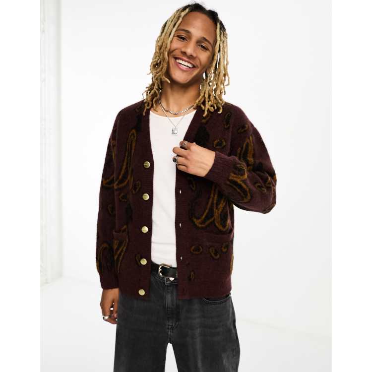 Carhartt WIP medford paisley cardigan in burgundy ASOS