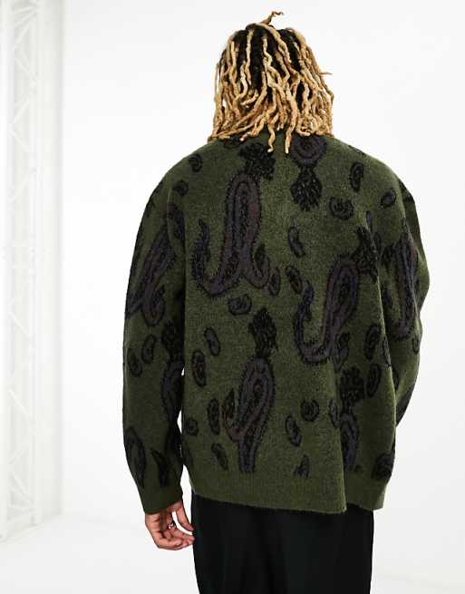 Carhartt WIP medford paisley cardigan in green | ASOS Carhartt WIP medford paisley cardigan in green | ASOS