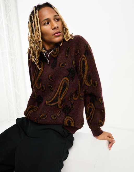 Carhartt WIP - Medford - Pull en maille à motif cachemire - Bordeaux
