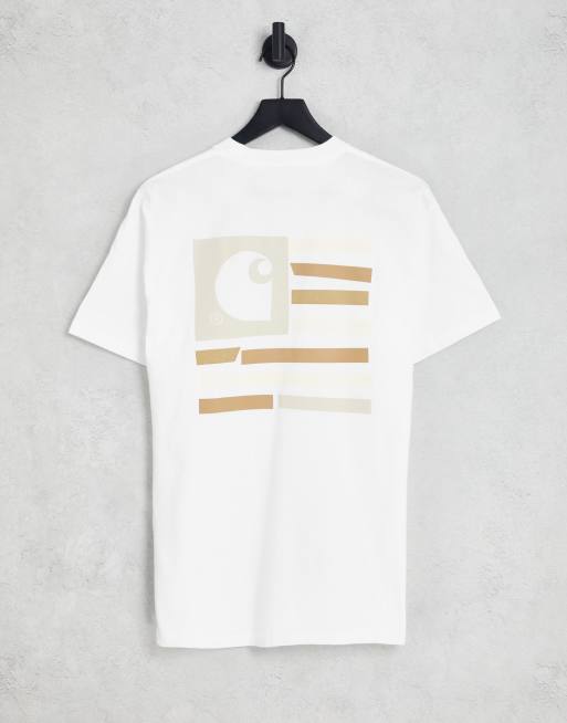 Carhartt WIP – Medley State – Biały T-shirt z nadrukiem z tyłu