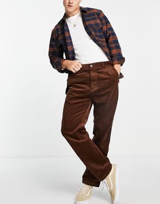 Carhartt WIP menson regular taper jumbo cord trousers in brown