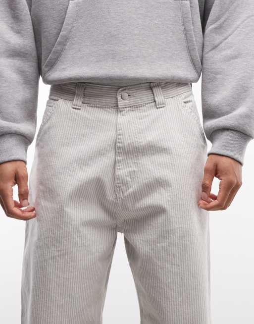 Carhartt WIP Mercer bukser med enkelt knæ, afslappet lige pasform, i hvid stribe, 4 af 5