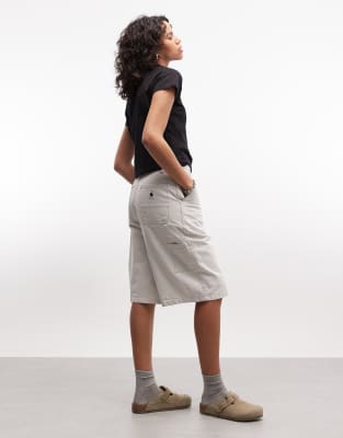 Carhartt WIP - Mercer - Grau gestreifte Shorts mit einfacher Stofflage am Knie