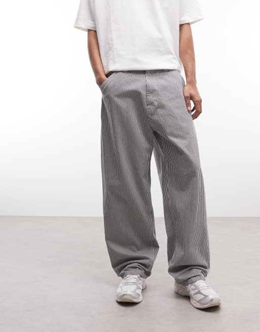 Carhartt WIP Mercer Hose mit lockerer, gerader Passform und einem Knie in Grau gestreift, 2 von 5