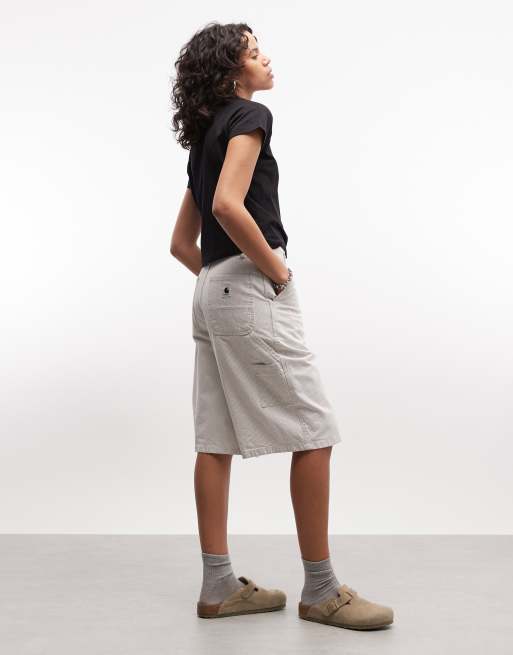 Carhartt WIP Mercer Shorts mit lockerer Passform und einem Knie in Grau gestreift, 2 von 5