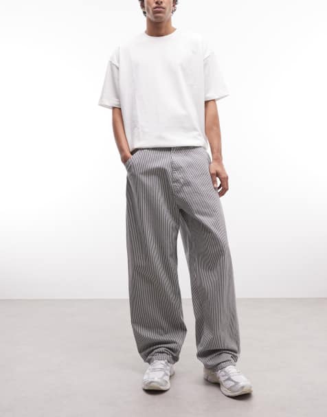 Carhartt WIP Mercer single knee relaxed straight fit pants in grey stripe - view 1