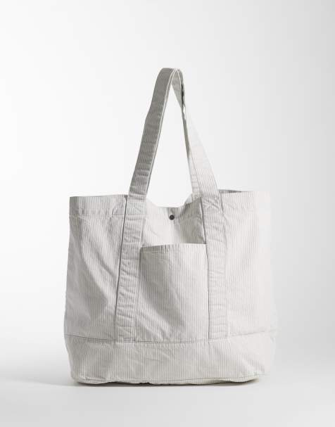 Carhartt WIP – Mercer – Szara torba typu tote w paski - view 1