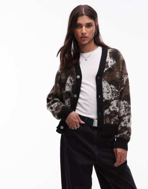 Carhartt WIP – Merlin – Kamouflagemönstrad, stickad kofta - view 1