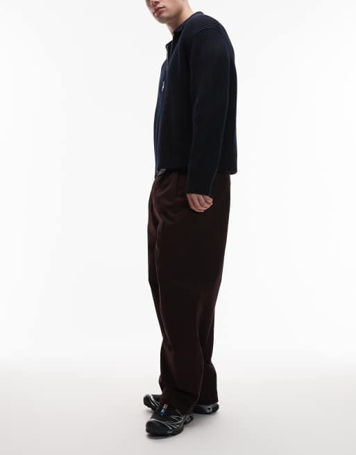 Carhartt WIP merrick loose tapered trousers in dark brown, 3 of 5