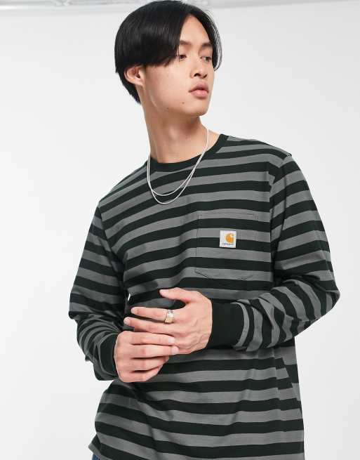 Carhartt WIP merrick stripe long sleeve top in green