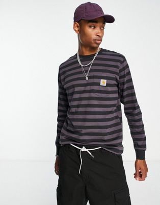 Carhartt WIP merrick stripe long sleeve top in purple - ASOS Price Checker