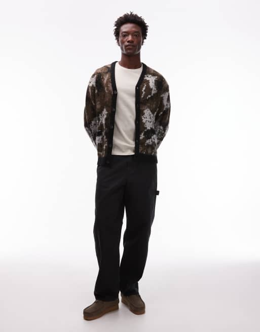 Carhartt WIP merton alpaca-mix cardigan in all over abstract argyle print, 2 of 5