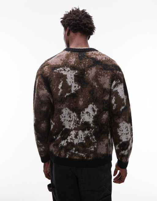 Carhartt WIP merton alpaca-mix cardigan in all over abstract argyle print, 3 of 5