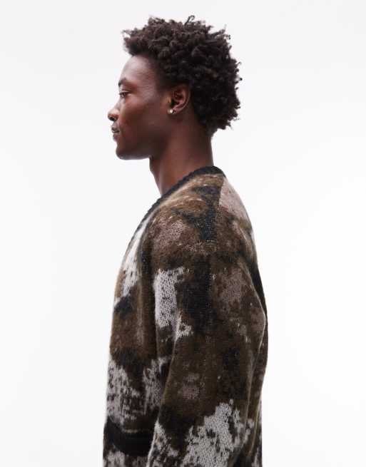 Carhartt WIP merton alpaca-mix cardigan in all over abstract