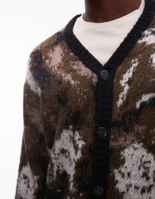 Carhartt WIP merton alpaca-mix cardigan in all over abstract argyle print, 5 of 5