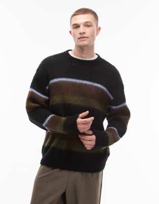 Carhartt WIP - Merton - Gestreifter Strickpullover in Schwarz und Grün