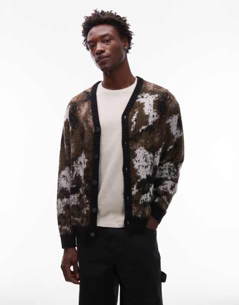 Carhartt WIP – Merton – Kardigan z domieszką wełny alpaki w abstrakcyjny wzór w romby na całości - view 1