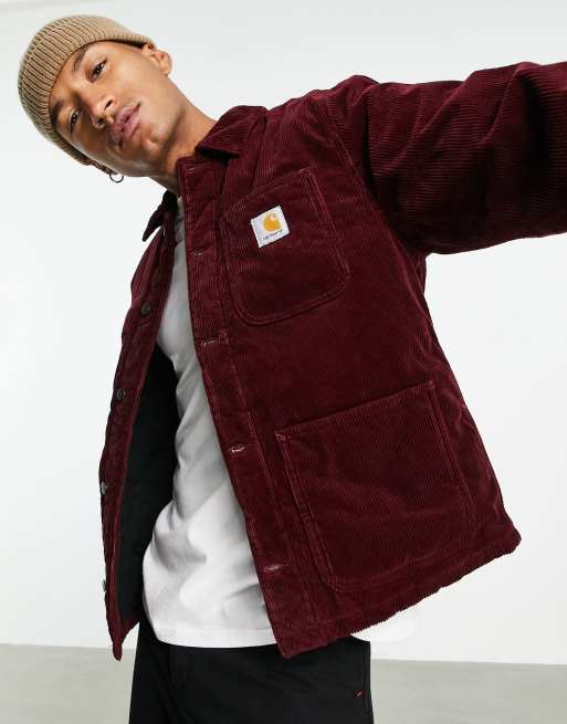 Carhartt WIP michigan corduroy coat in burgundy