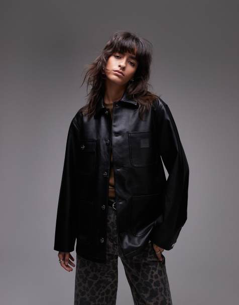 Carhartt WIP michigan faux leather jacket in black - view 1