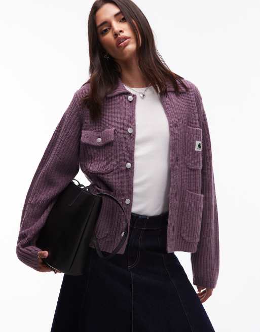 Carhartt WIP – Michigan – Fioletowa dzianinowa kurtka