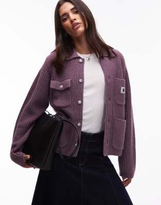Carhartt WIP Carhartt WIP michigan knitted collar cardigan in purple
