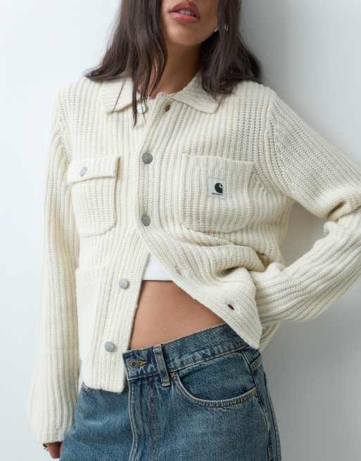 Carhartt WIP – Michigan – Naturfarbene Strickjacke mit Kragen, 5 von 5