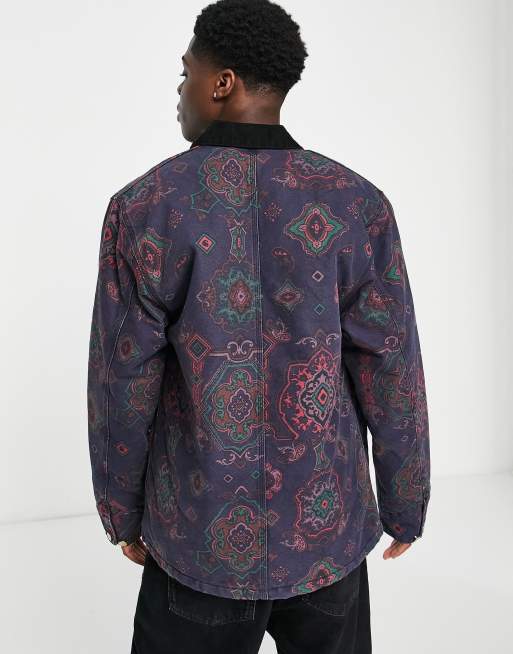 Carhartt WIP michigan paisley lined jacket in navy