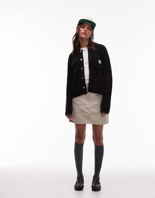 Carhartt WIP - Michigan - Sort og strikket cardigan med krave, 4 af 4