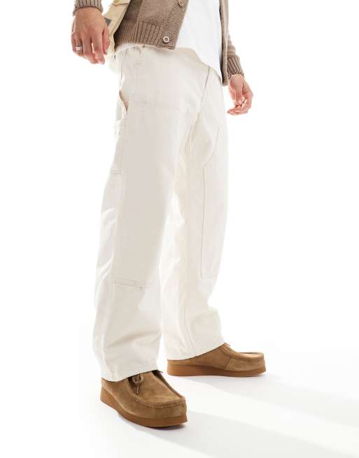 Carhartt WIP midland double knee trousers in off white | ASOS