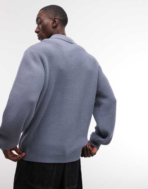 Carhartt WIP – Miles – Langärmliges Polohemd aus Strick in Blau, 4 von 5
