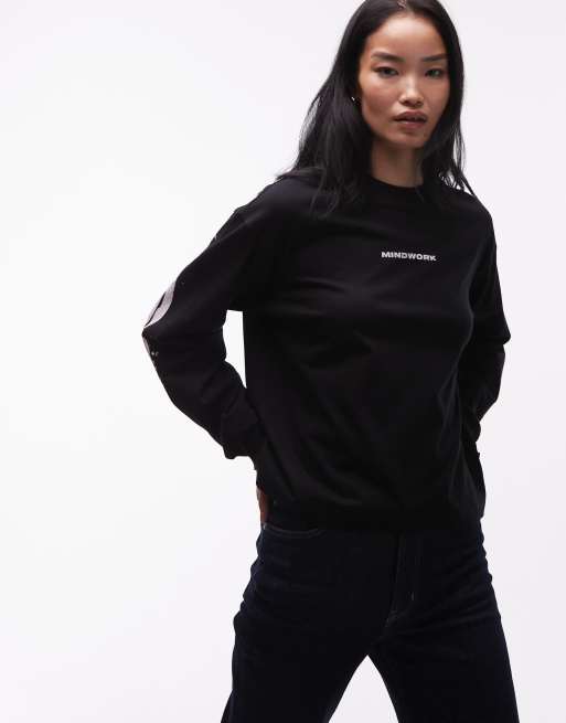 Carhartt WIP - Mindwork - Sort oversized T-shirt med lange ærmer og print på ryggen, 3 af 4