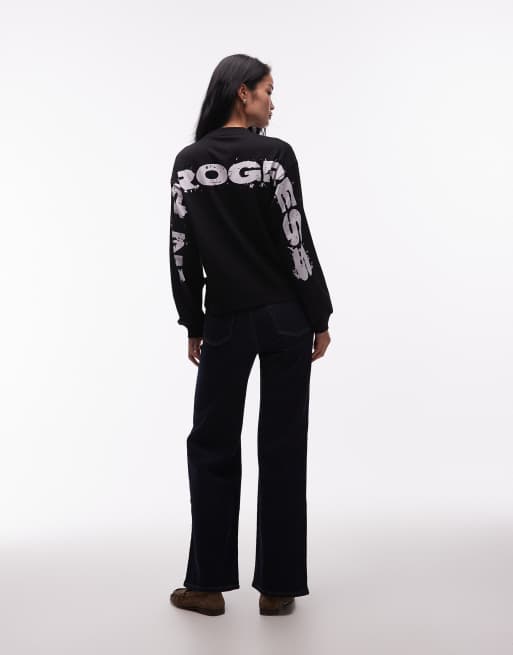 Carhartt WIP - Mindwork - Sort oversized T-shirt med lange ærmer og print på ryggen, 4 af 4