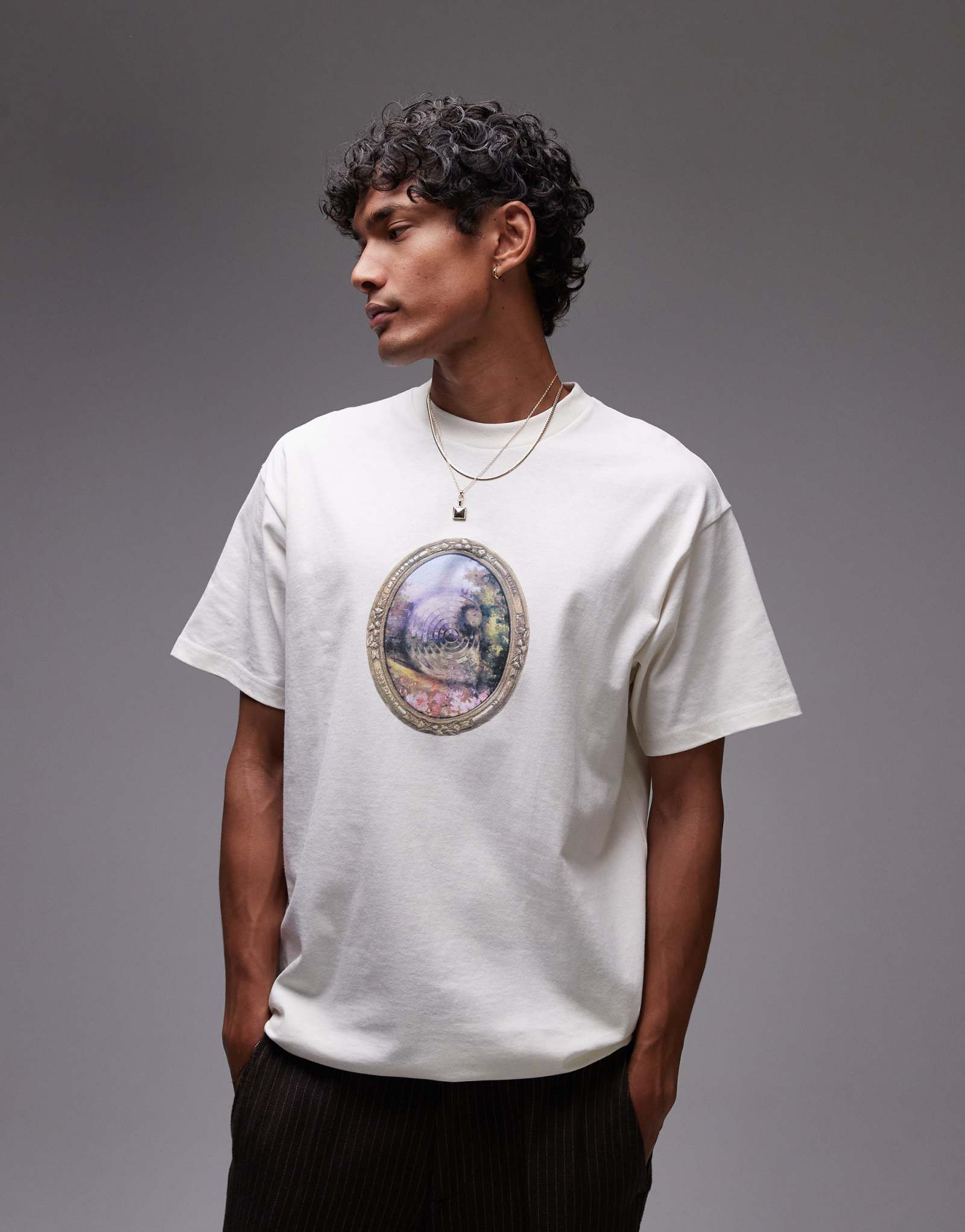 Футболка свободного кроя с рисунком Carhartt WIP mirror кремового цвета