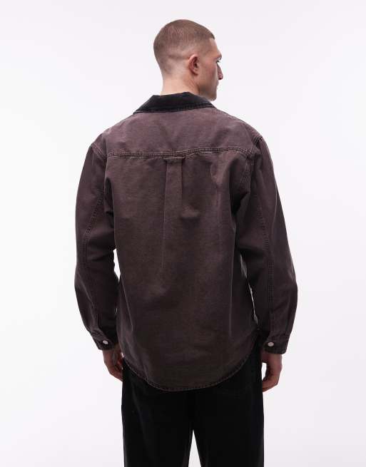 Carhartt WIP – Mitch – Canvas-Jacke in Dunkelbraun mit Cord-Kragen, 4 von 5
