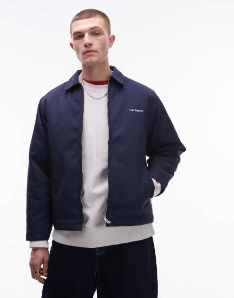 Carhartt WIP - Module - Giacca blu navy con zip e scritta - view 1
