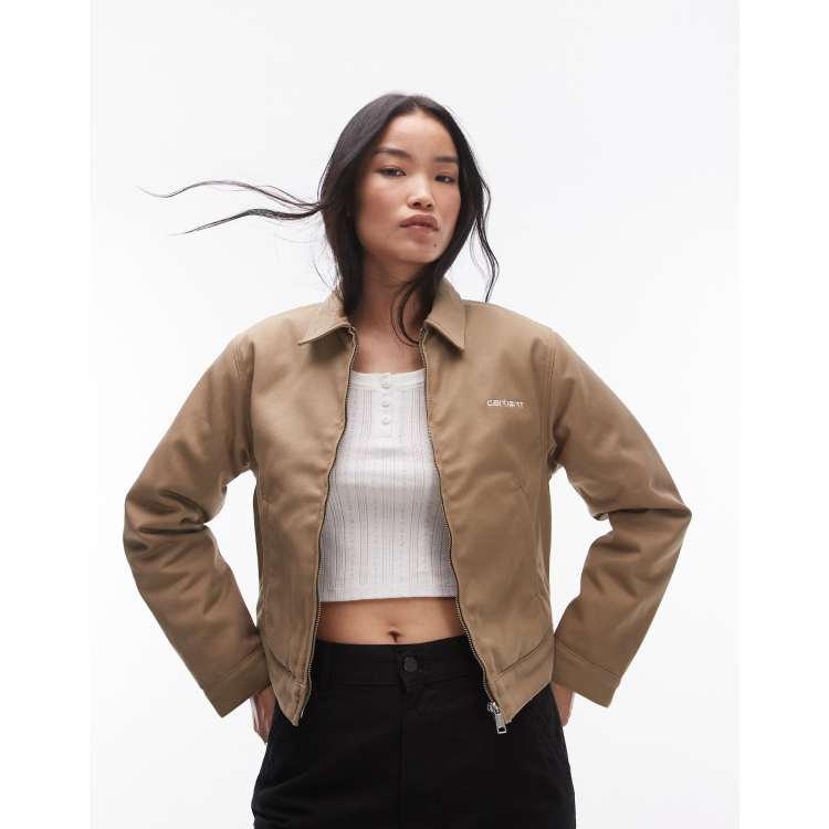 Carhartt WIP module script zip up jacket in beige | ASOS