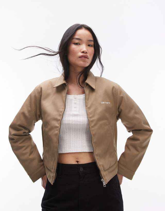 Carhartt WIP module script zip up jacket in beige | ASOS