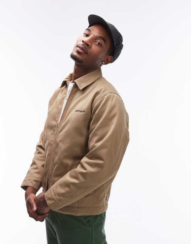 Carhartt ベージュ ジップアップジャケット Carhartt WIP module script zip up jacket in beige | ASOS