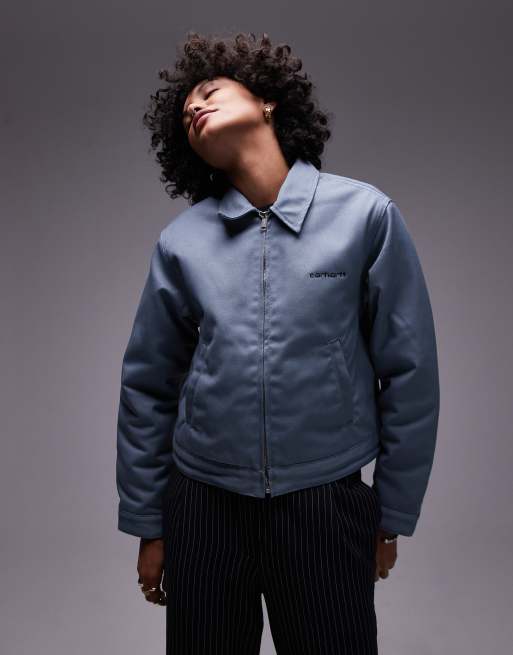 Carhartt WIP module script zip up jacket in light blue | ASOS