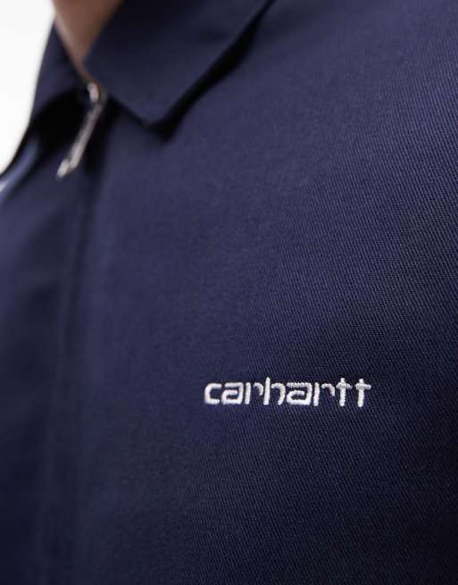 Carhartt WIP Module script zip up jacket in navy, 3 of 4