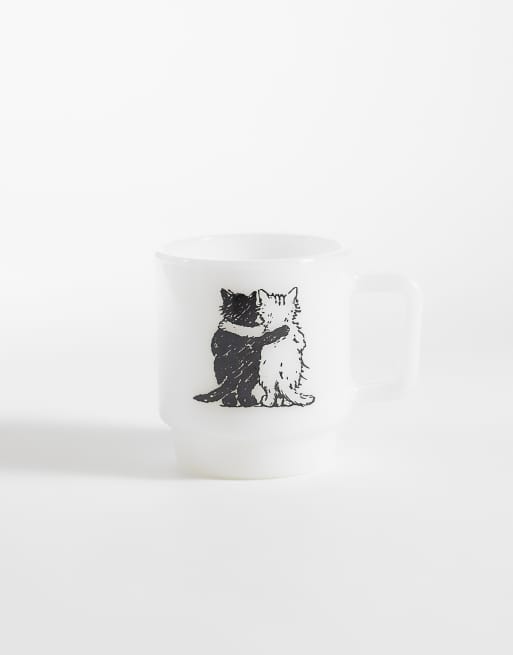 Carhartt WIP - Mok met print van knuffelende katten in wit, 2 van 3