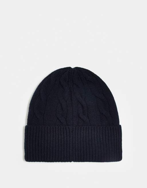Carhartt WIP – Mörk, marinblå, flätstickad mössa med signaturmotiv, 2 av 3
