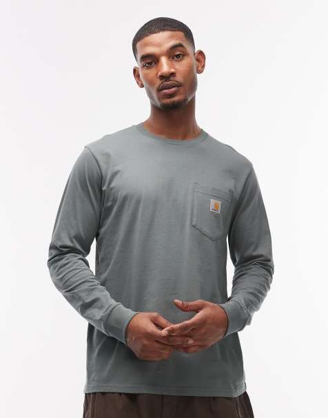 Carhartt WIP – Mörkgrön t-shirt med långa ärmar och ficka - view 1