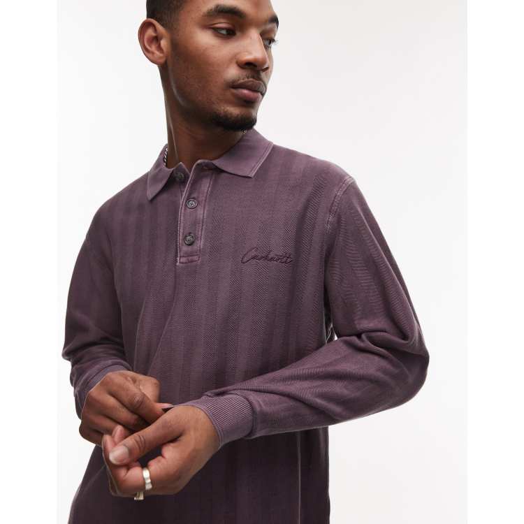 Carhartt WIP morrison long sleeve tonal stripe polo shirt in