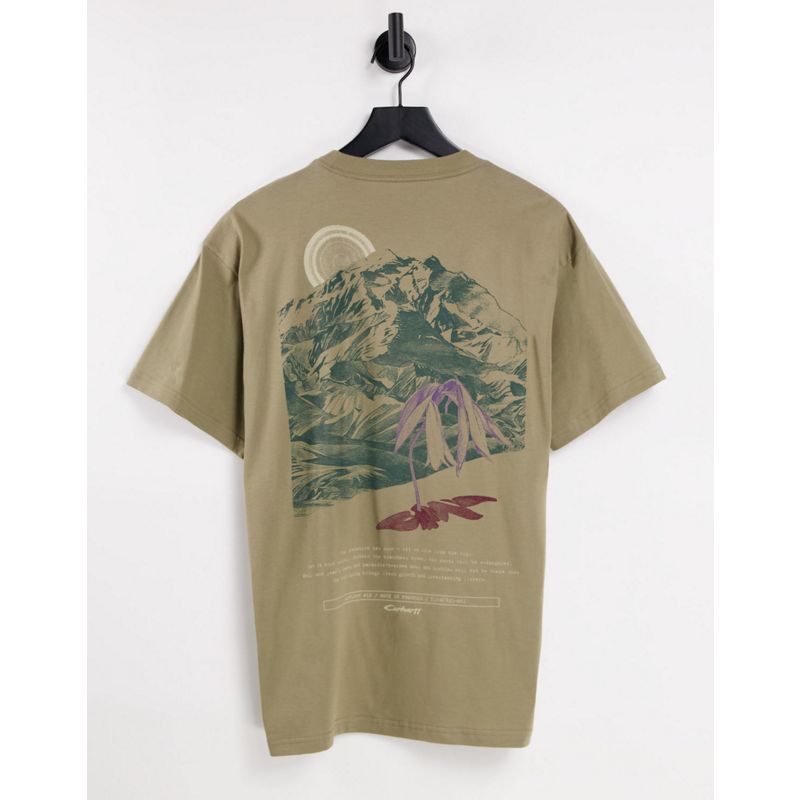 T-shirt e Canotte Uomo Carhartt WIP - Mountain - T-shirt beige con stampa di montagna sul retro