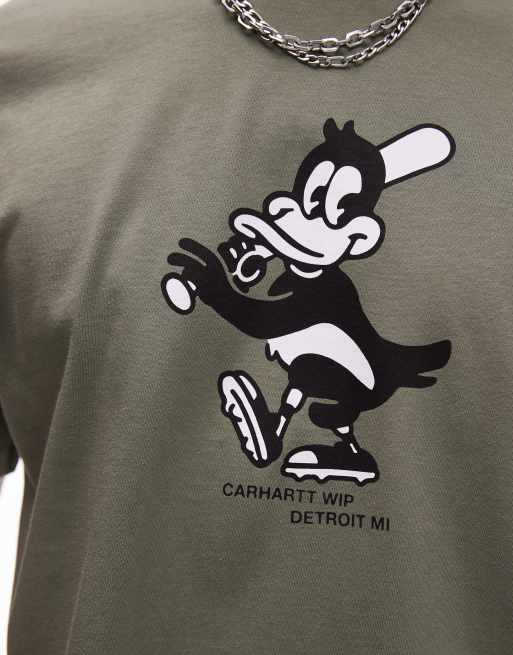 Carhartt WIP - Mørkegrøn T-shirt med "Home Run"-grafik, 3 af 4