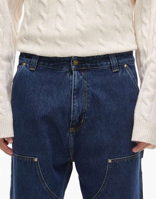 Carhartt WIP – Nash - Blå, stentvättade jeans med ledig passform och förstärkta knän, 4 av 5