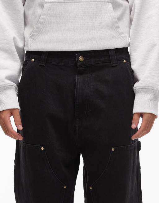 Carhartt WIP nash double knee loose fit denim jeans in black stone